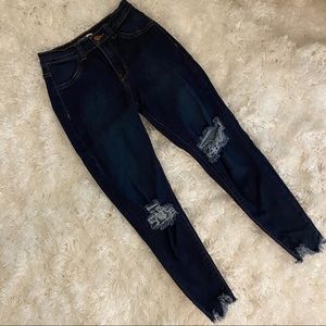 Fashion Nova high waisted distressed jeans